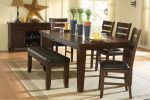 Dark Oak Finish Rectangular 1pc Dining Table with Self-Storing Extension Leaf Wooden Simple Dining Furniture