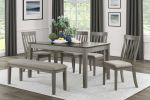 Wire Brushed Light Gray Finish 1pc Dining Table with 2 Hidden Drawers Casual Dining Room Furniture