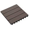 11 pcs Decking Tiles Deep Embossed WPC 11.8"x11.8" 1 sqm Dark Brown