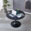 42.1"Black Tulip Table Mid-century Dining Table for 4-6 people With Round Mdf Table Top, Pedestal Dining Table, End Table Leisure Coffee Table