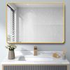 32 x 24 Inch Gold Bathroom Mirror for Wall Vanity Mirror with Non-Rusting Aluminum Alloy Metal Frame Rounded Corner for Modern Farmhouse Home Decor