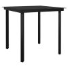 Patio Dining Table Black 31.5"x31.5"x29.1" Steel and Glass