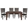 Dark Oak Finish Rectangular 1pc Dining Table with Self-Storing Extension Leaf Wooden Simple Dining Furniture