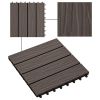 11 pcs Decking Tiles Deep Embossed WPC 11.8"x11.8" 1 sqm Dark Brown