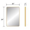 32 x 24 Inch Gold Bathroom Mirror for Wall Vanity Mirror with Non-Rusting Aluminum Alloy Metal Frame Rounded Corner for Modern Farmhouse Home Decor