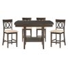 Dark Brown Finish Counter Height Table 1pc Functional Lazy-Susan and Display Shelf Dining Furniture