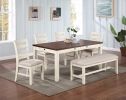 Classic Dining Room Furniture Rectangular Dining Table 1pc Dining Table Only White Rubberwood Walnut Acacia Veneer Table Top w Pull out Drawers