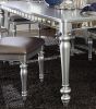 Glamourous Silver Finish Rectangular Dining Table 1pc Draw Leaf Mirror Trim Apron Dining Room Furniture