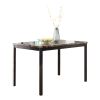 Simple Style Dining Table 1pc Brown Faux Marble Table Top Black Metal Finish Frame Transitional Dining Furniture