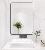 32 x 24 Inch Black Bathroom Mirror for Wall Vanity Mirror with Non-Rusting Aluminum Alloy Metal Frame Rounded Corner for Modern Farmhouse Home Decor