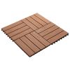 11 pcs Decking Tiles Deep Embossed WPC 11.8"x11.8" 1 sqm Light Brown