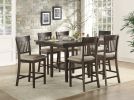 Dark Brown Finish Counter Height Table 1pc Functional Lazy-Susan and Display Shelf Dining Furniture