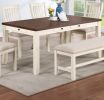 Classic Dining Room Furniture Rectangular Dining Table 1pc Dining Table Only White Rubberwood Walnut Acacia Veneer Table Top w Pull out Drawers