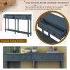 TREXM Console Table Sofa Table Easy Assembly with Two Storage Drawers and Bottom Shelf for Living Room, Entryway (Antique Navy)