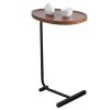 2-pieces Brown C-shaped Side Table, Small Sofa Table for Small Spaces, Living Room, Bedroom