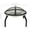 2-in-1 Fire Pit and BBQ with Poker 22"x22"x19.3" Stainless Steel