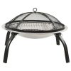 2-in-1 Fire Pit and BBQ with Poker 22"x22"x19.3" Stainless Steel