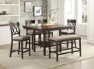 Dark Brown Finish Counter Height Table 1pc Functional Lazy-Susan and Display Shelf Dining Furniture