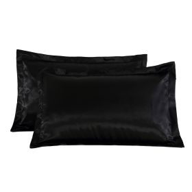 Pure color silk single pillow case (Option: Black-A pair)