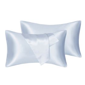 75D Satin Artificial Silk Pillowcase (Option: Sky Blue-King 20X36in-1Pairs)