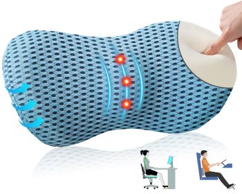 Lumbar Support Pillow For Office Chair Memory Foam Back Support Pillow For Car Office Computer Chair Recliner Back Cushion For Lower Back Pain Relief (Color: Blue)