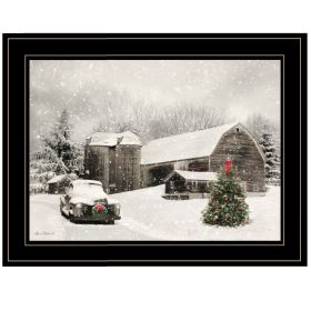 Trendy Decor 4U "Farmhouse Christmas" Framed Wall Art, Modern Home Decor Framed Print for Living Room, Bedroom & Farmhouse Wall Decoration by Lori Dei (Color: as Pic)